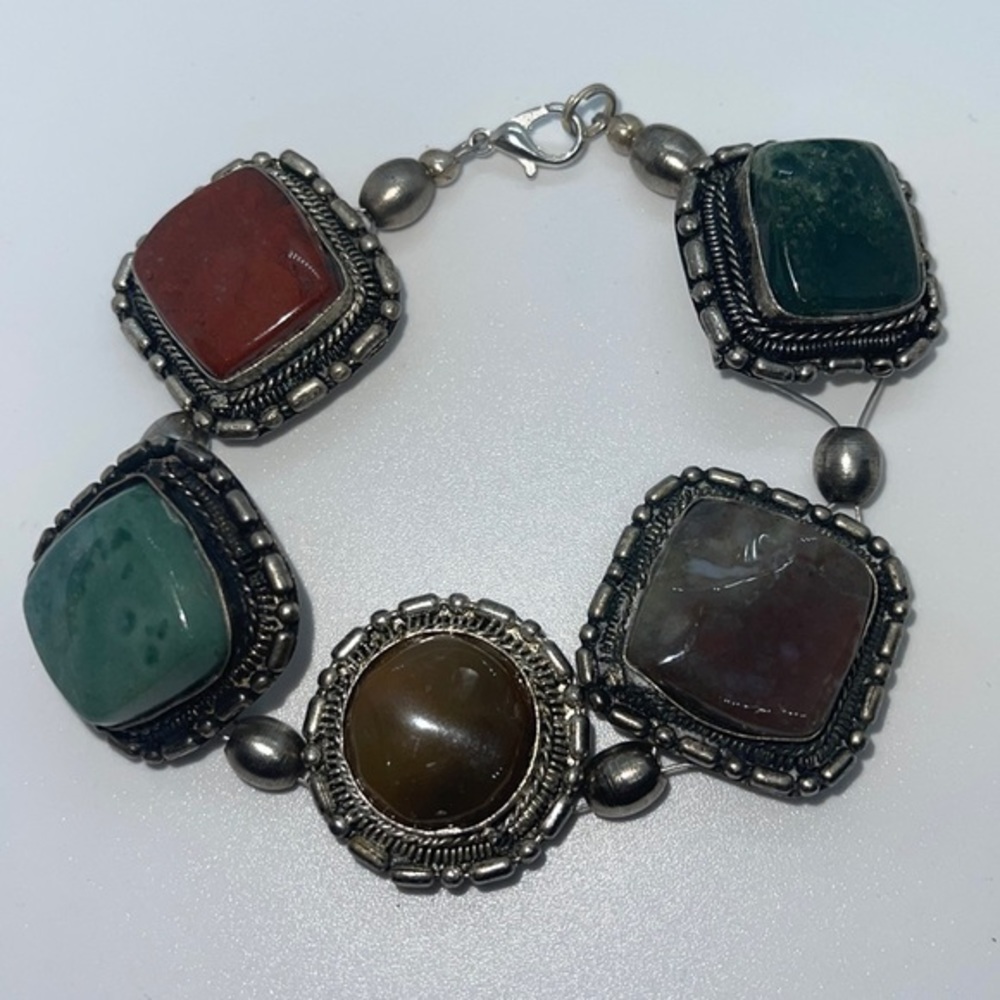 Silver Plated Jasper Bracelet